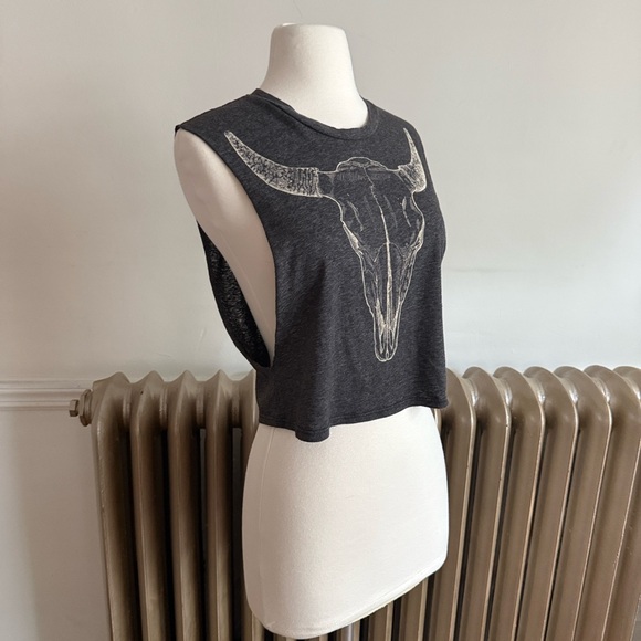 Truly Madly Deeply Charcoal Muscle Tee with Bull Skull - Picture 7 of 10